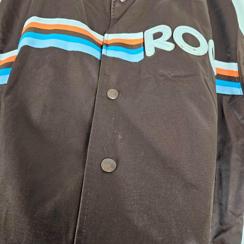 Rocawewar Y2K Hip Hop Rap Mens 3XL Long Sleeve Brown Snap Jacket - Picture 6 of 12